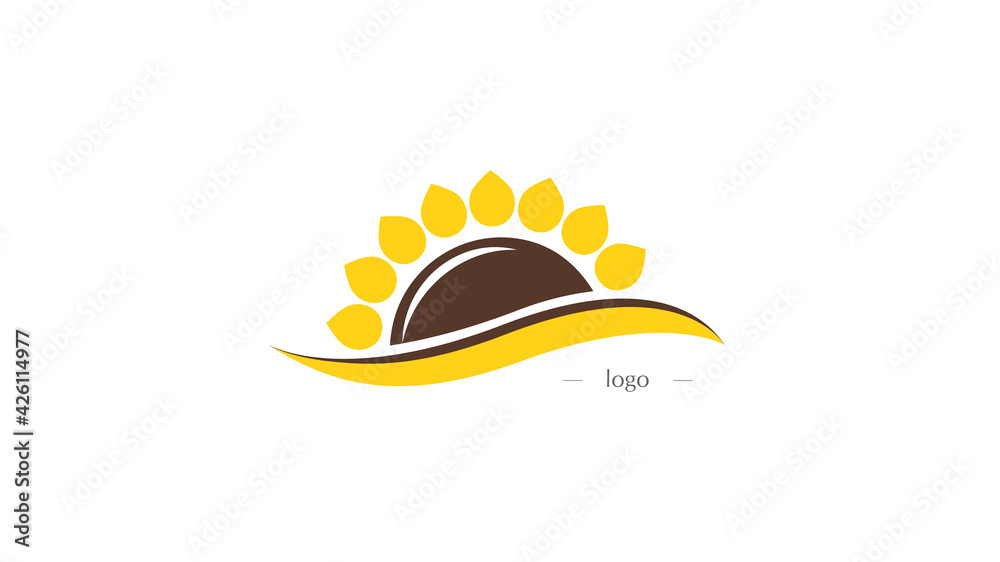 Sunflower logo. Agribusiness emblem. Vector illustration Sunflower logo. Agribusiness emblem. Vector illustration
