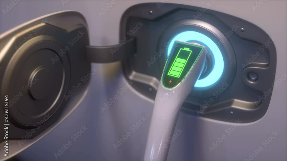 3D motion graphics, concept image of electric vehicle. Full charge stored in battery. 3D motion graphics, concept image of electric vehicle. Full charge stored in battery.