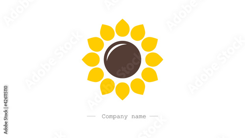 Sunflower logo. Agribusiness emblem. Vector illustration