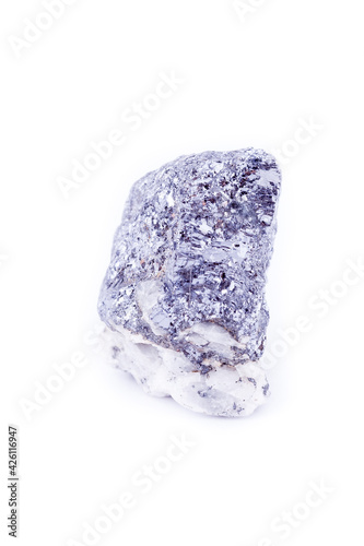 macro mineral galena stone on a white background