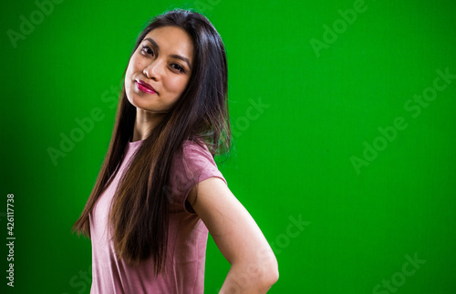 Young happy woman in close-up in the studio - studio photography © 4kclips
