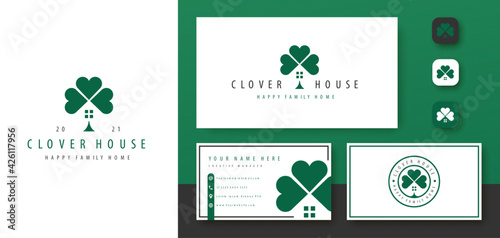 clover three leaf house logo design