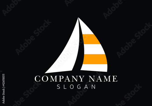sail boat logo design vector template,