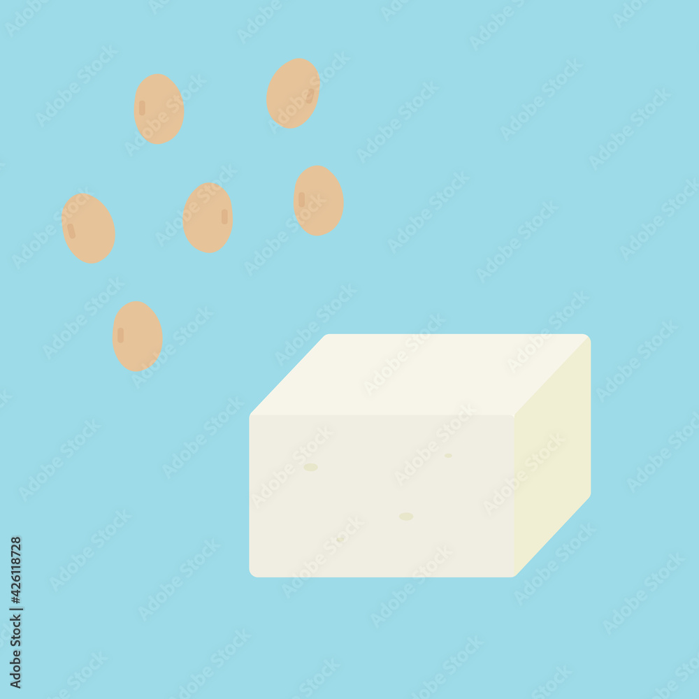 シンプルでかわいい豆腐のイラスト フラットデザイン フラットデザイン Stock Vector Adobe Stock