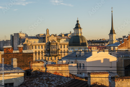 Rooftop view on old buildings, Saint-Petersburg, Russia