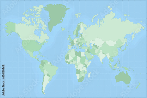 Fototapeta Naklejka Na Ścianę i Meble -  Detailed map of the world in green hues.