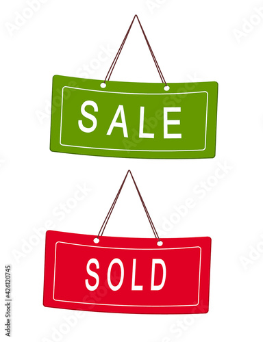 Sales tags vector Red and green hang tag