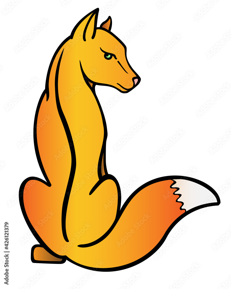 Bright red fox - full color stock illustration. The fox is a symbol of cunning, a predator. Sitting animal. Bright red fox - full color stock illustration. The fox is a symbol of cunning, a predator. Sitting animal.