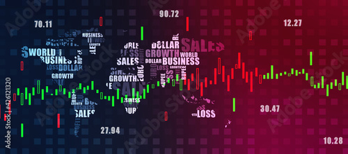 2d rendering Stock market online business concept. business Graph 
