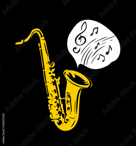 Saxophone music symbol. Jazz concept vector illustration
