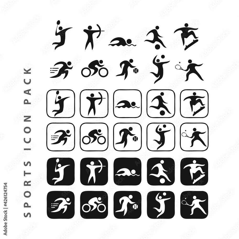 Sports simple flat design icon pack