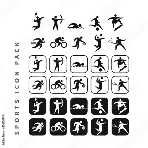 Sports simple flat design icon pack