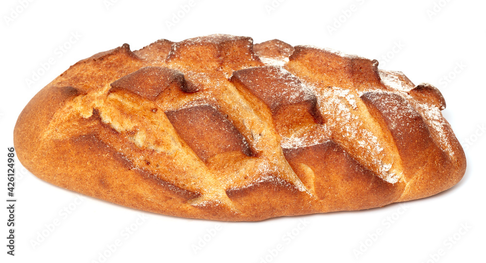 Fresh bread isolated on a white background.