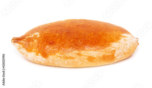 Pie with cabbage isolated on a white background.