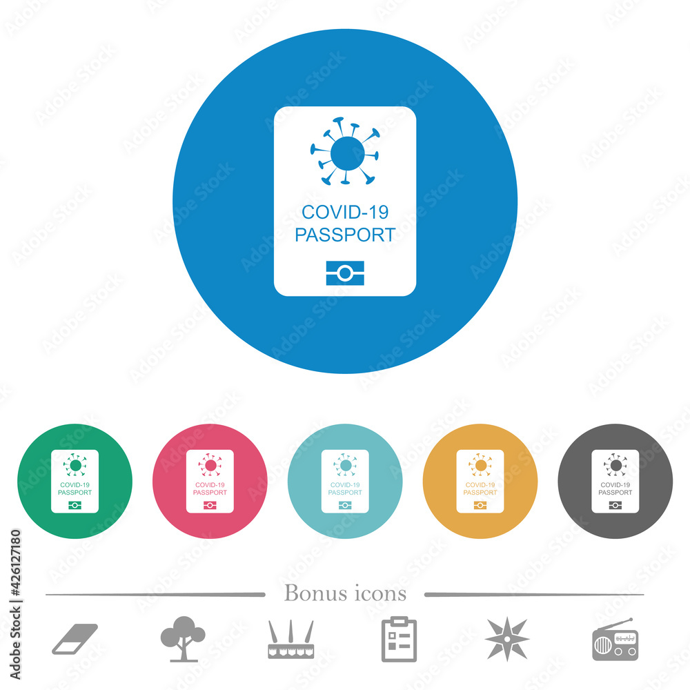 Covid-19 passport flat round icons Covid-19 passport flat round icons