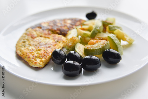 selective focus at the breakfast on the white plate