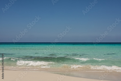 wonderful brilliant sand beach with sea turquoise water, sunny day in paradise © Africa2008