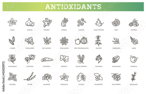 Antioxidant food, herbs and spices. healthy lifestyle.