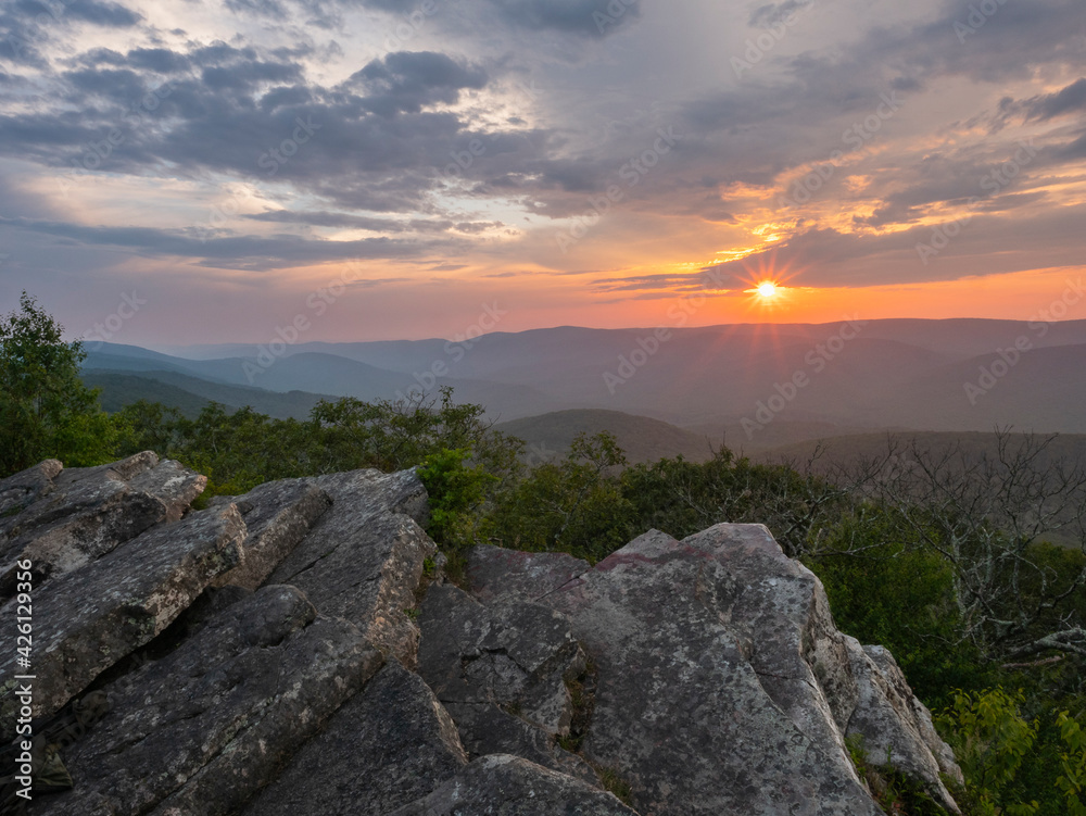 United States, Virginia, Mountain landscape at sunset United States, Virginia, Mountain landscape at sunset