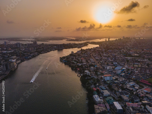 An image of the Lagos Lagoon at sunset