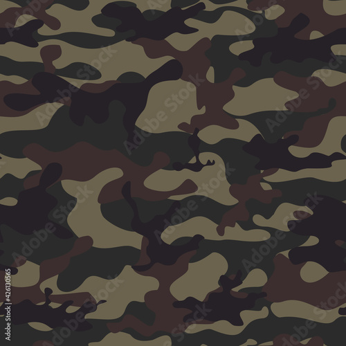 Military green seamless vector pattern. Fashion texture