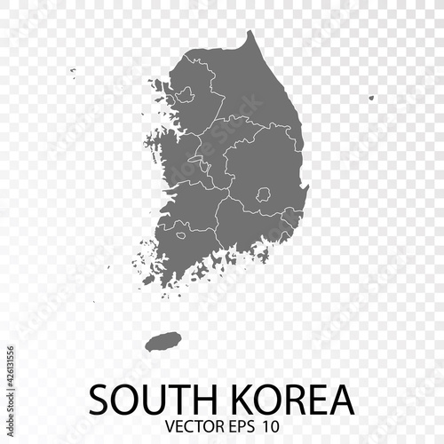 Transparent - Grey Map of South Korea. Vector illustration  eps 10.