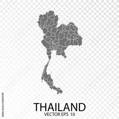 Transparent - Grey Map of Thailand. Vector Eps 10.