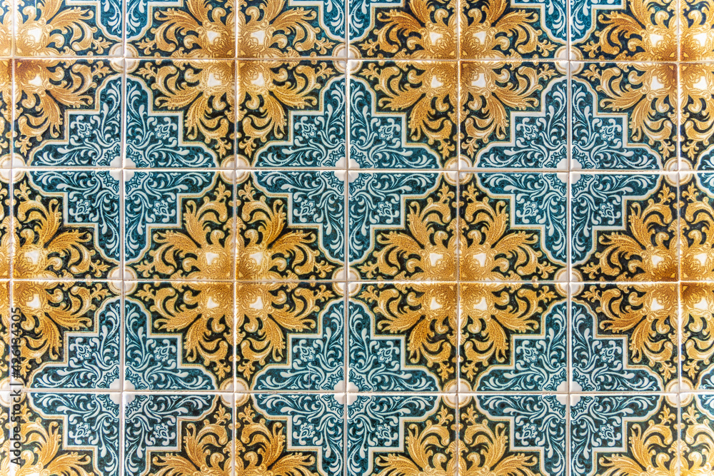 Traditional Portuguese tiles called azulejos.