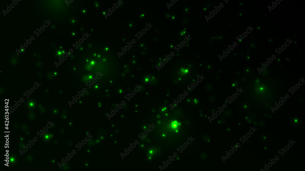 Naklejka Green Light Spark Particles. Beautiful abstract background. Vector illustration