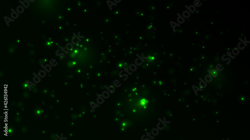 Green Light Spark Particles. Beautiful abstract background. Vector illustration