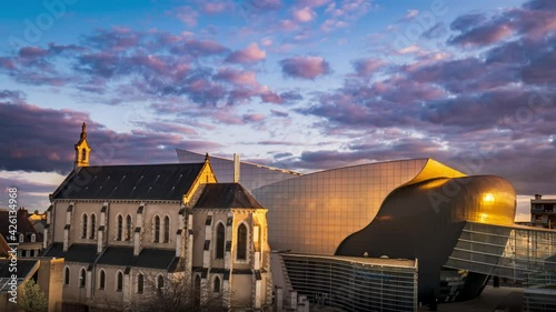 Chateauroux, France, Golden Sunrise on Equinoxe, Timelapse
