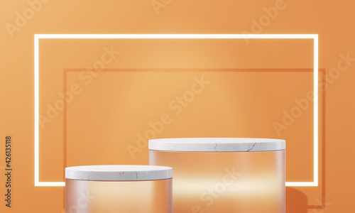 Bild auf Leinwand Abstrakte Bühne aus Glas und Marmor für Produkt Platzierung - 3D Rendering