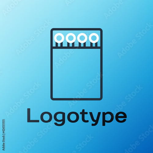 Line Open matchbox and matches icon isolated on blue background. Colorful outline concept. Vector Illustration