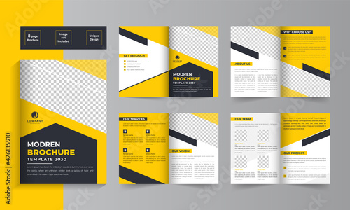 Company profile template design. Bifold brochure template design. Business brochure template