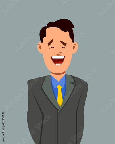 Businessman joy facial expressionvector illustration. Businessman character expression for design, motion or animation.