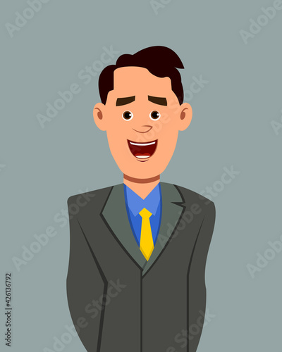 Businessman joyful facial expression vector illustration. Businessman character expression for design, motion or animation.