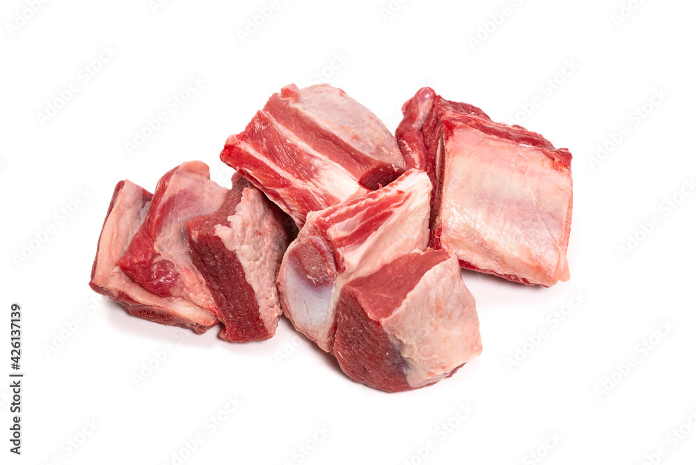 Raw beef ribs isolated on white background. Raw beef ribs isolated on white background.