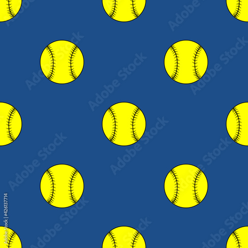 Seamless pattern of the baseball softball balls