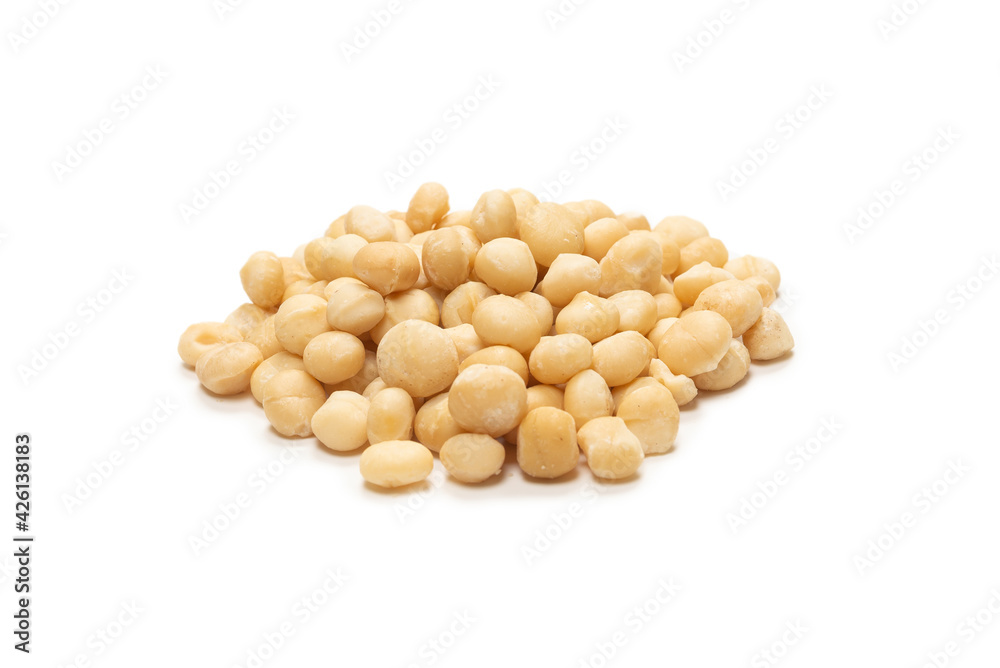 Macadamia nuts isolated on white background. Macadamia nuts isolated on white background.