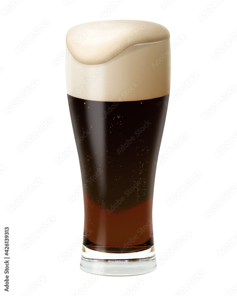 グラス 黒ビール 泡 イラスト リアル Stock Illustration Adobe Stock