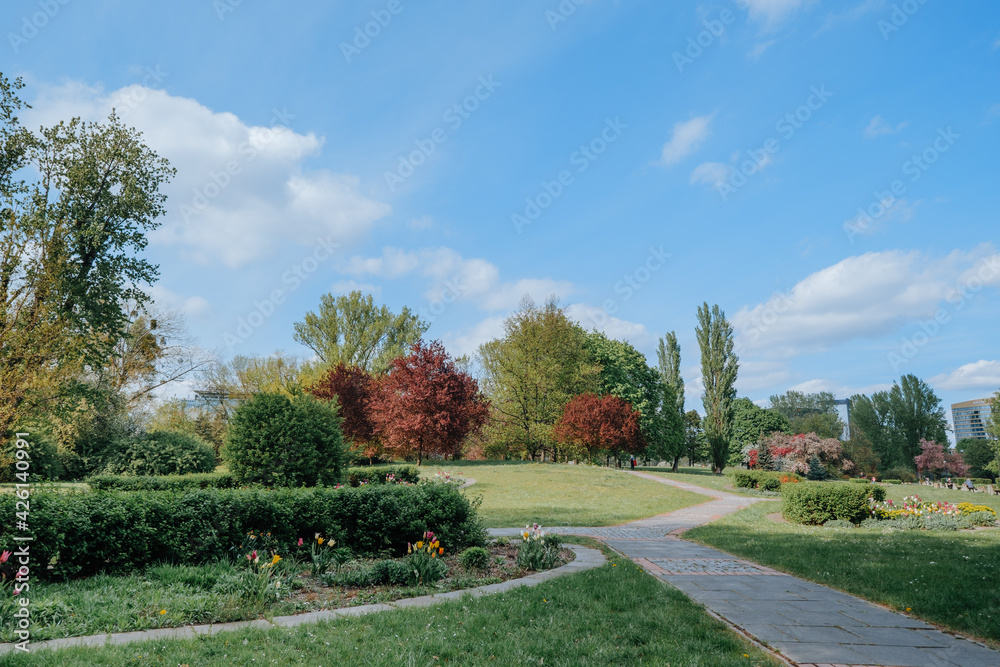 Beautiful landscape spring park, Warsaw, Poland Beautiful landscape spring park, Warsaw, Poland