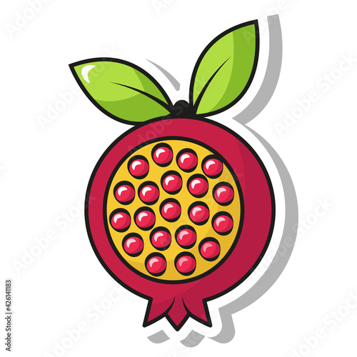 ripe juicy garnet in pop art style sticker