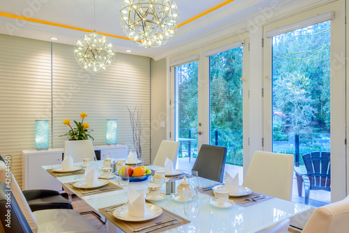 Modern dining room in luxury house.