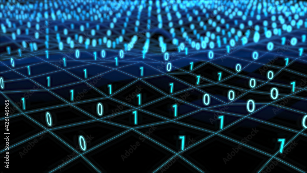 Fototapeta premium 4K Block chain concept zoom out - Chain of users connected of network connections. decentralized network. interconnected people. cryptocurrency blockchain on a dark background. defi file sharing.