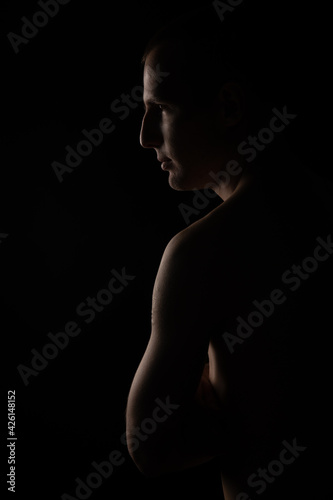 Shirtless sexy strong man portrait