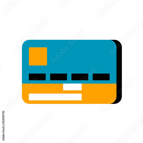 Flat illustration of a bank card on a white background. Vector isolated icon. Money transactions, purchases and transfers