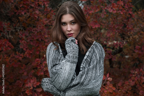 Close up portrait of a young woman outdoor