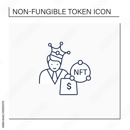 NFT buyer line icon. Gain possession original digital file. Buying NFT files. Digitalization concept. Isolated vector illustration.Editable stroke