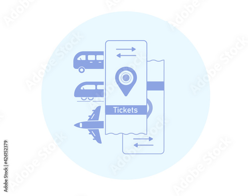 Icon for bus train and airplane tickets