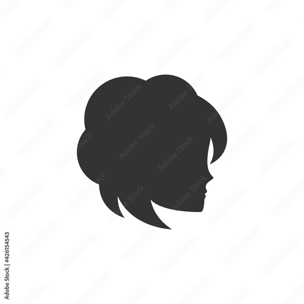 Graceful woman silhouette logotype. Female face in profile. Vector logo isolated on white.